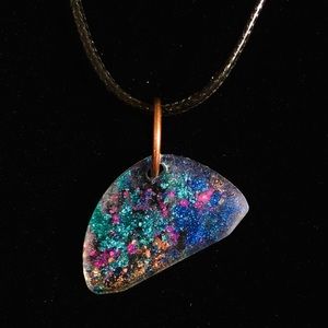Color Spash Resin Art Pendant - Handmade Necklace